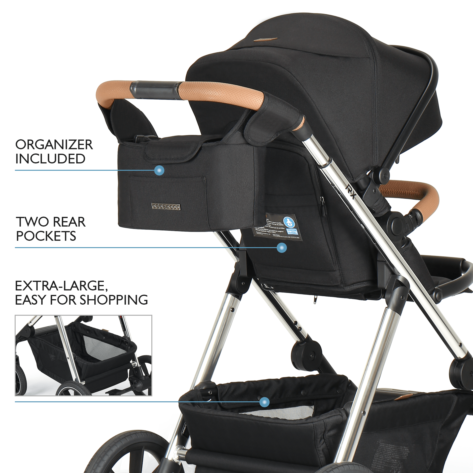 easy baby stroller Beberoad RX 3-in-1 Baby Stroller with Bassinet