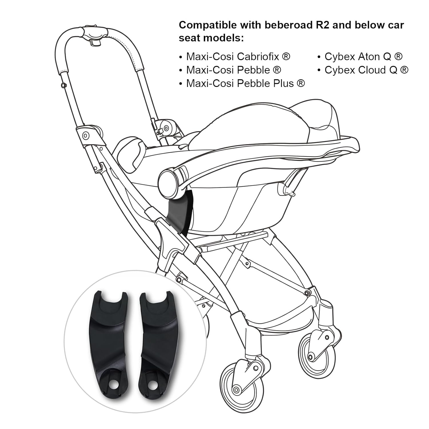 Beberoad Love R2 Baby Stroller Car Seat Adapters